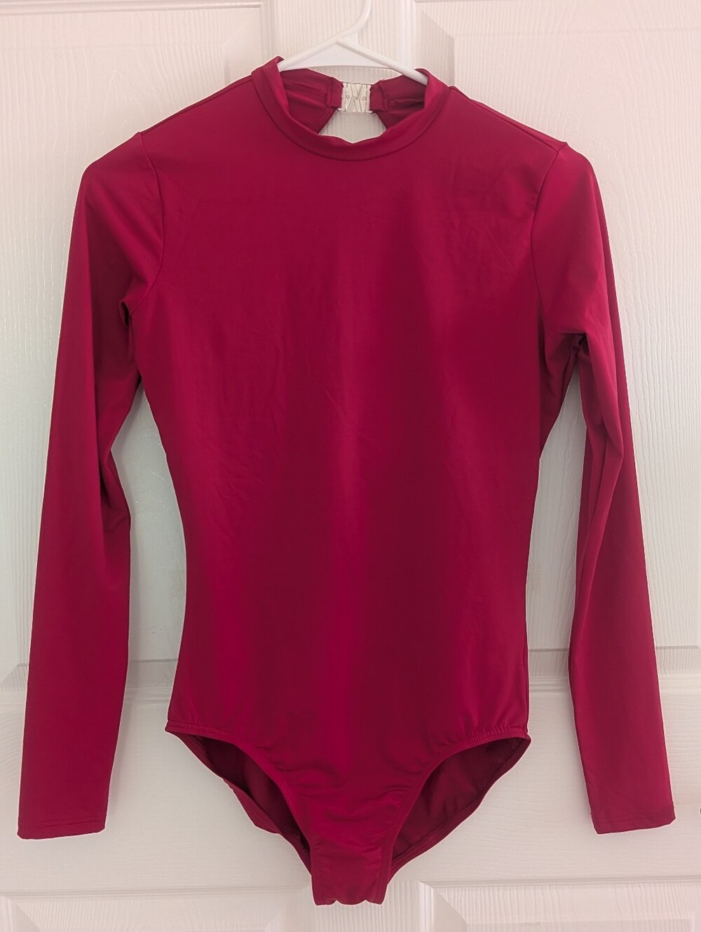 Baltogs Red Long Sleeve Mock Neck Strappy Back Leotard - Size L